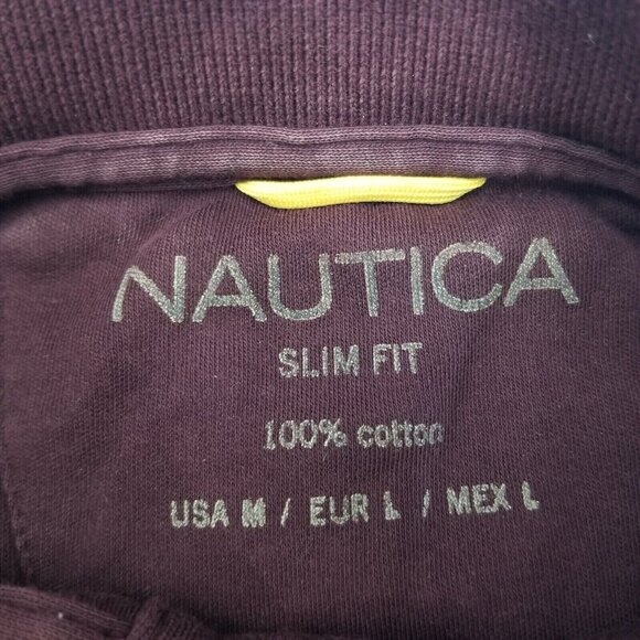 Nautica shirt Men's Interlock 2 Button Slim Fit Polo Short Sleeve Brown Size M - Picture 2 of 7